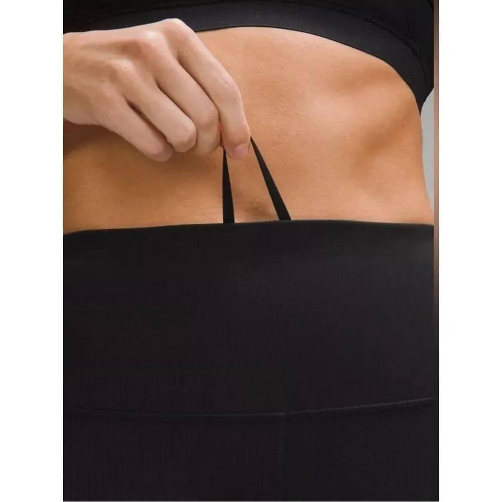 Lululemon Wunder Train Ribbed Hi Rise Tight Black Full Length Womens 10